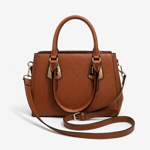 Brown Structured Satchel Crossbody Bag | Top Handle | Classic Work Tote